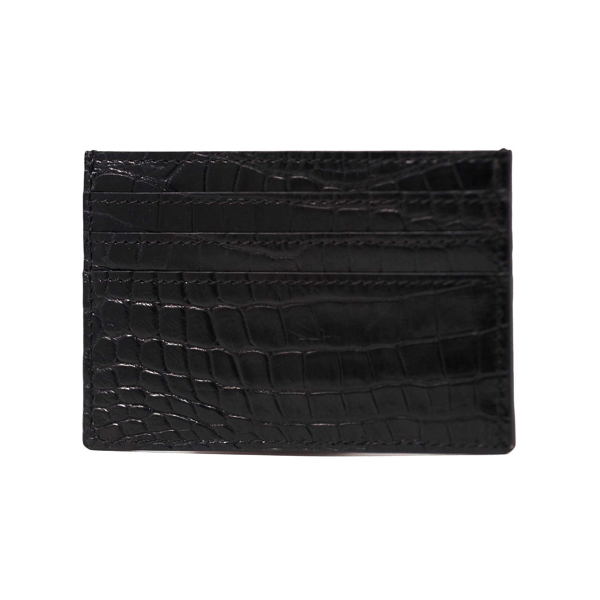 Rear view of vascari black leather cardholder 