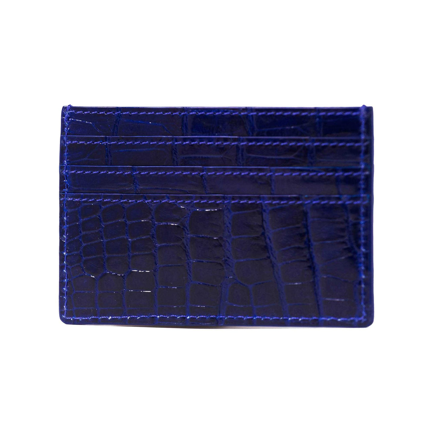 Ocean Blue Crocodile Leather Cardholder with 6 card slots