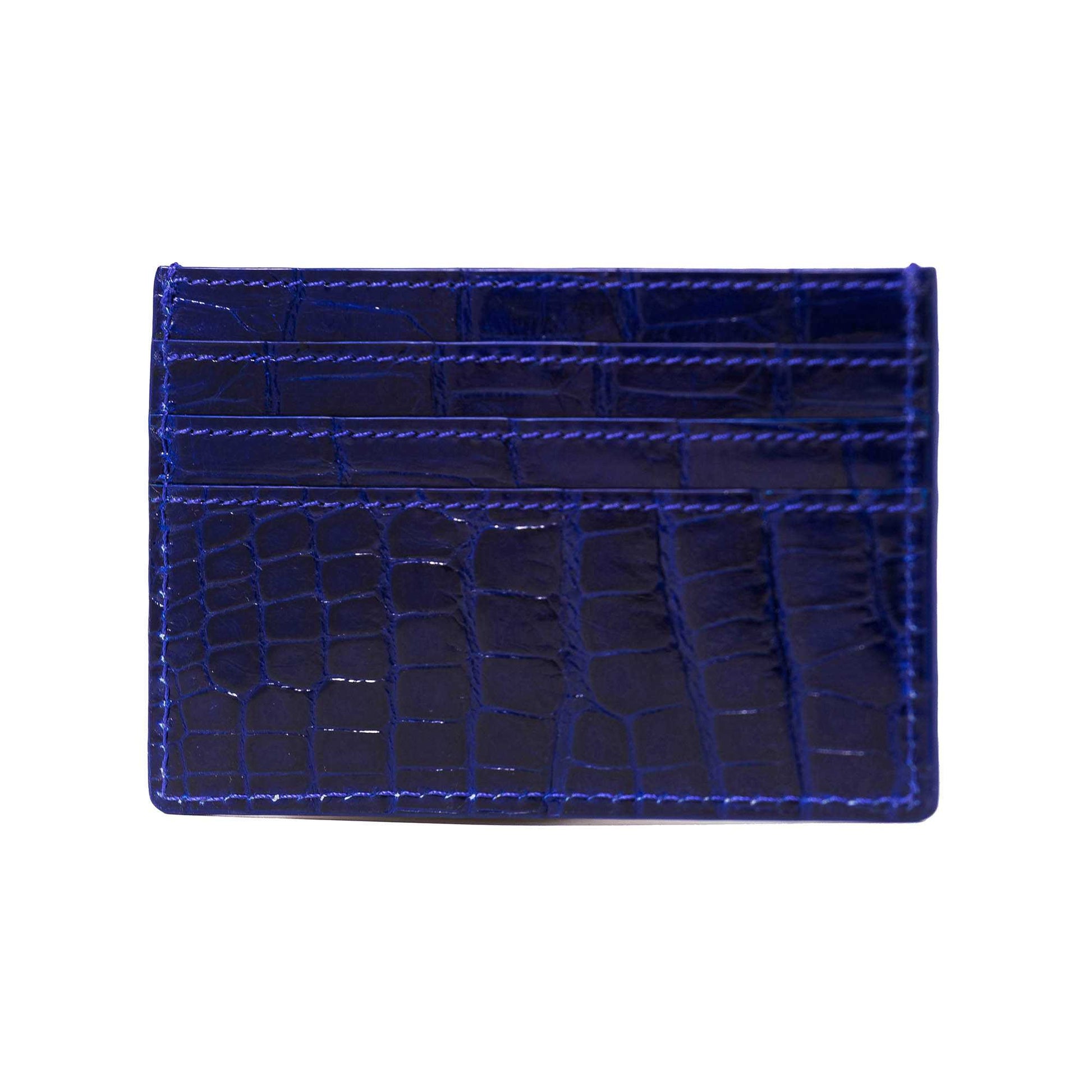 Ocean Blue Crocodile Leather Cardholder with 6 card slots