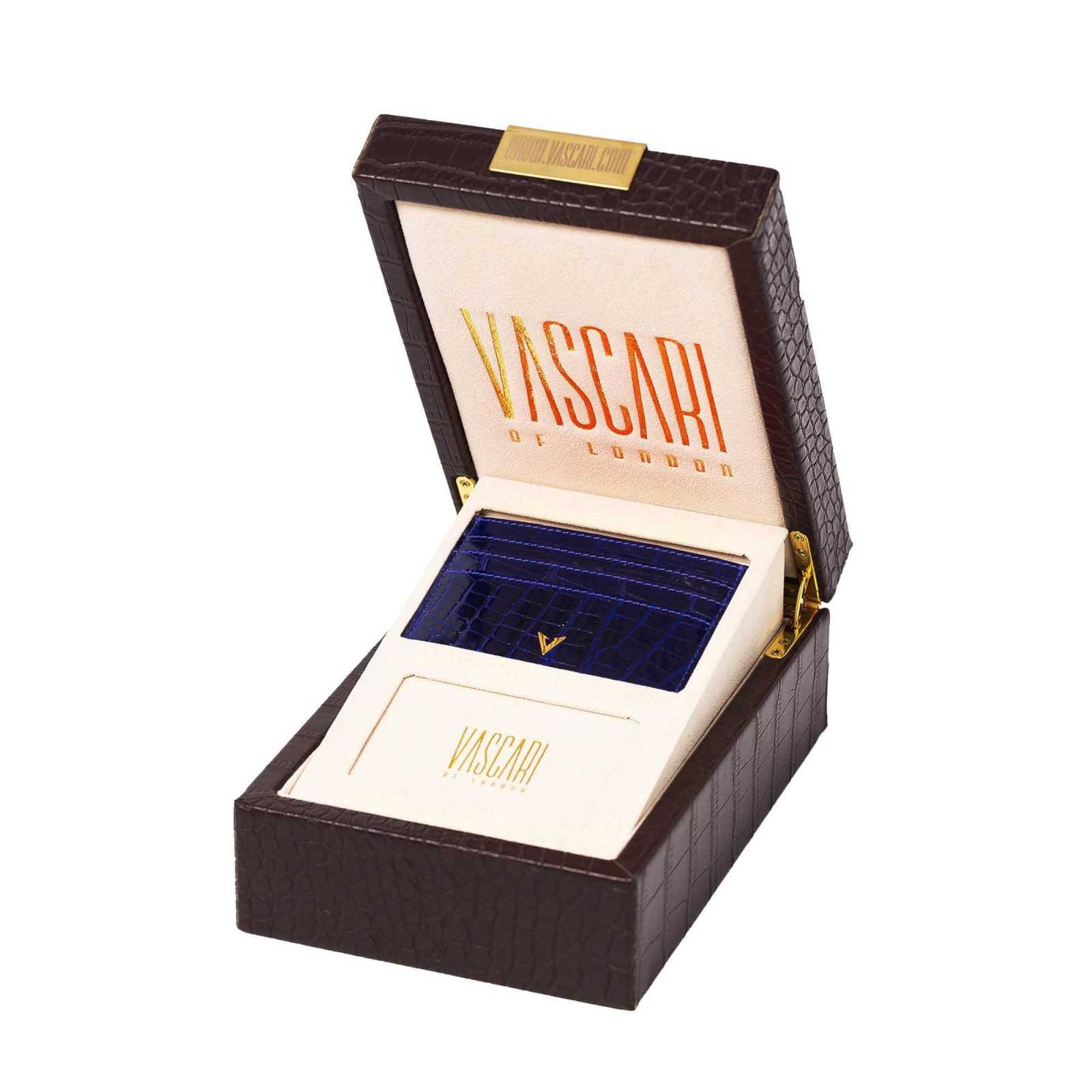 Ocean Blue Crocodile Leather Cardholder In box