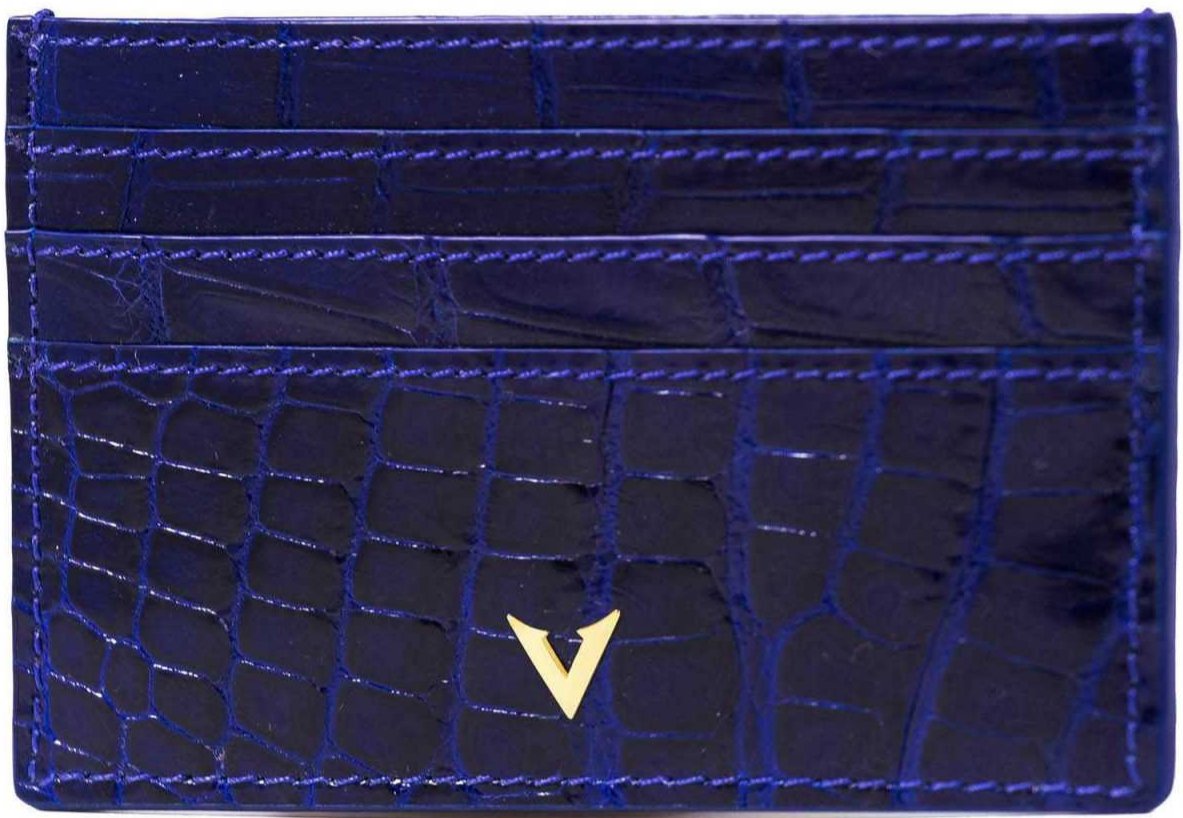 Ocean Blue Crocodile Leather Cardholder