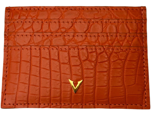 Genuine Orange Crocodile Leather Cardholder