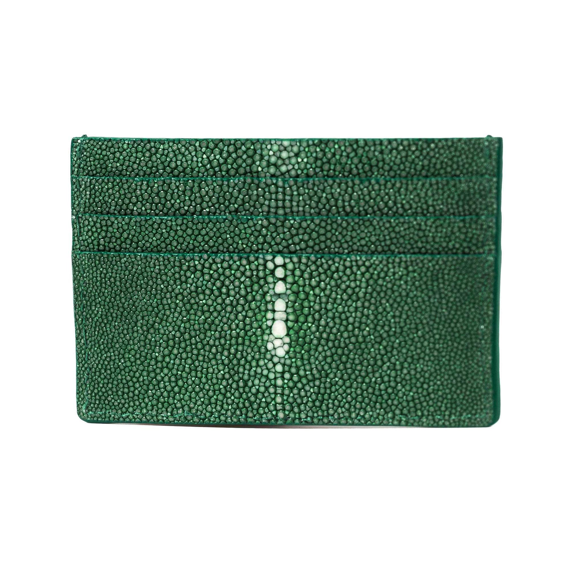 Back View of Green Stingray Leather Cardholder