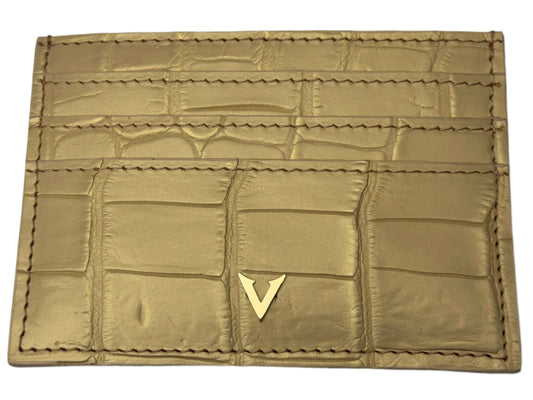 Genuine Beige Crocodile Leather Cardholder