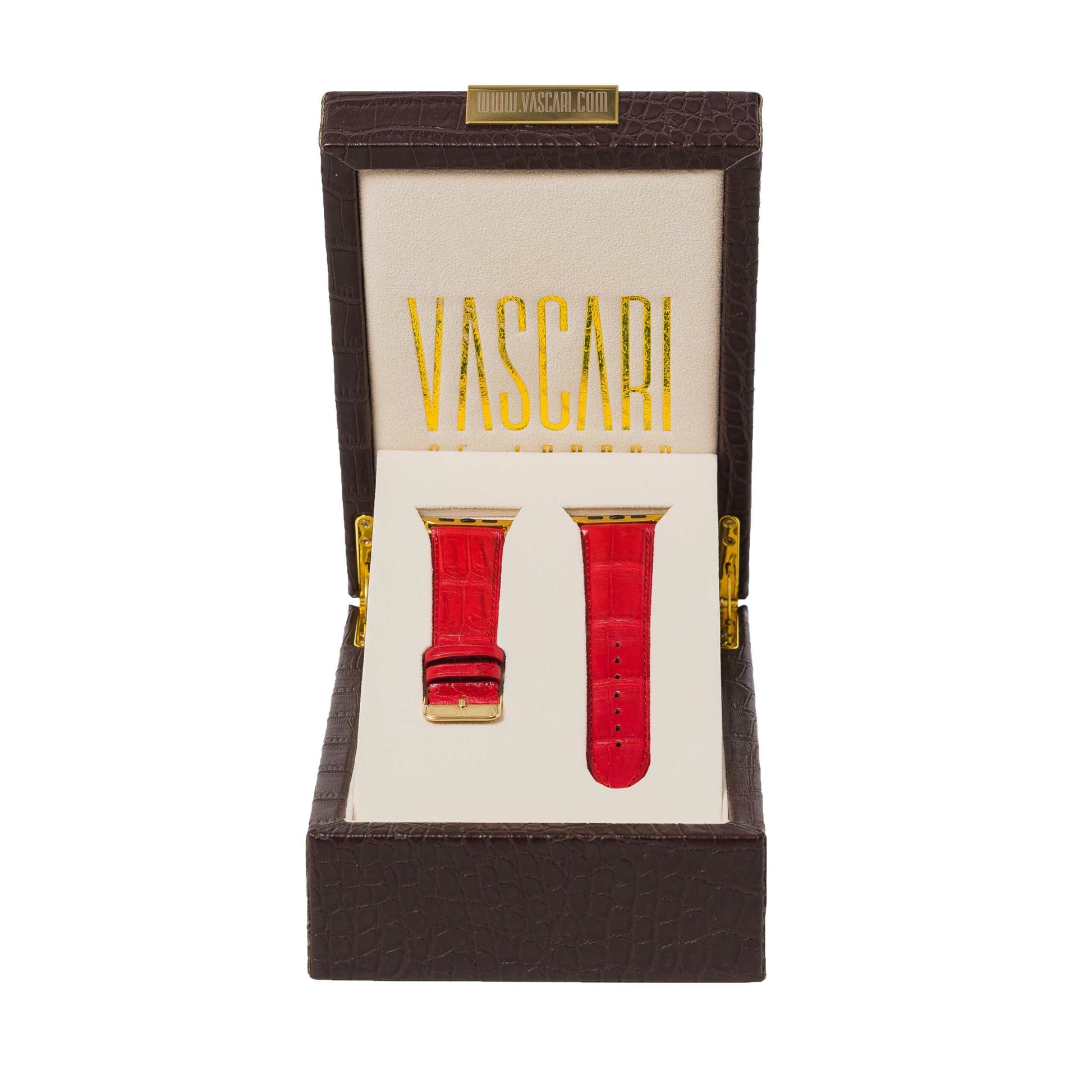 The Covent Garden Crocodile Apple Watch Strap In Vascari Box