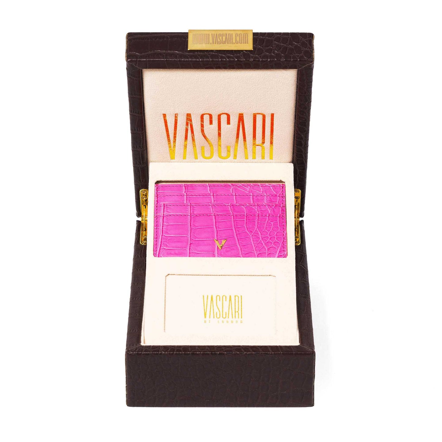  Baby pink genuine leather cardholder with front box view