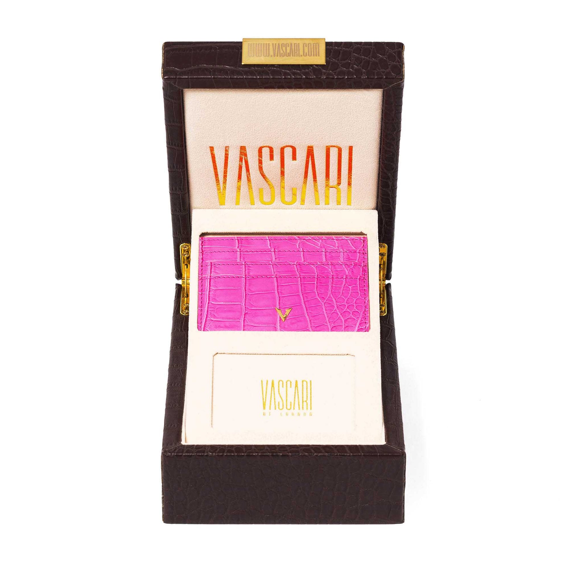  Baby pink genuine leather cardholder with front box view