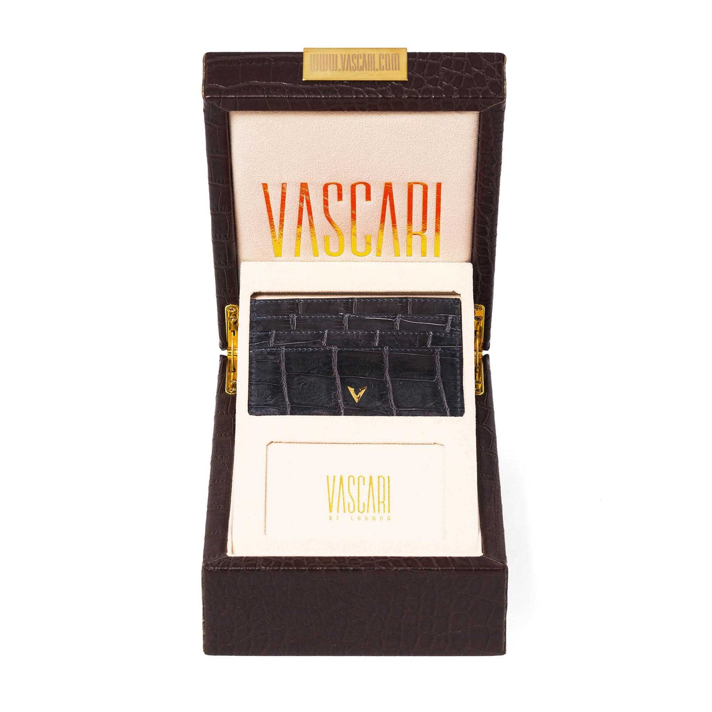 Genuine Black Cardholder (with Vascari logo in gold hardware)